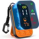 Portable Carbon Monoxide Detectors, 3 in 1 CO Monitor with Kickstand & Lanyard Gas Alarm [CO Temperature Humidity Sensor] 1000mah Battery for Indoor Outdoor Camping Travel RV Hotel (Orange)