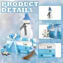 Winter Decorations Wooden Faux Book Stack Snowman Decor with Bead Garland, Winter New Year Tabletop Centerpiece Farmhouse Decor for Tirered Tray Mantel Fireplace Home Shelf Office Desk
