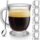 Mfacoy Glass Coffee Mugs Set of 6, Clear Large Coffee Mug 15 Oz With Handles for Hot Beverages, Clear Mugs for Tea, Cappuccino, Latte, Espresso Coffee, Juice, Glass Coffee Cups