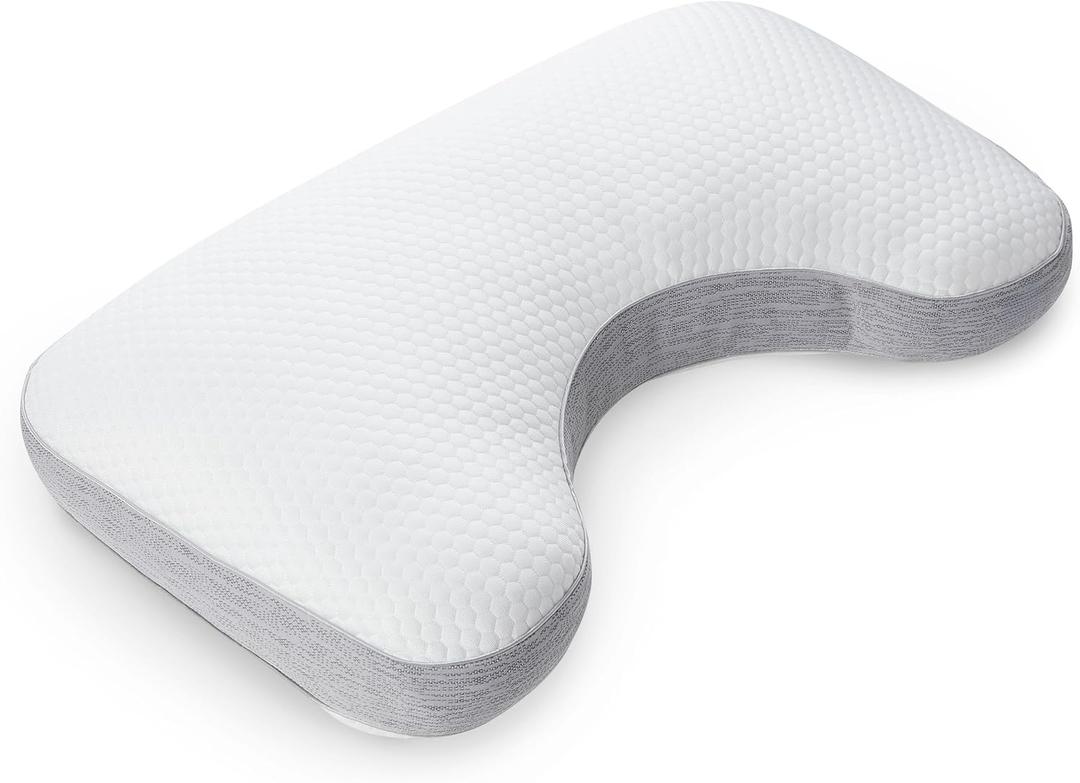 Hearth & Harbor Cooling Neck Pillow for Side Sleeper - Adjustable Shredded Memory Foam Pillows 1 Pack - Queen Pillows for Neck & Shoulder Pain with Washable Removable Pillow Cover - 16" x 28"