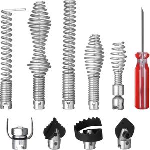 10 Pcs Drain Snake Drill Attachments Drain Auger Cutter Kit for Heavy-duty Cables Professional Tools Compatible with K-400, C-4, C-6, C-7, C-8, and C-9 Models