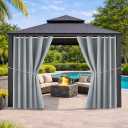 DIVA EN CAMINO DEC Outdoor Patio Curtain Waterproof Darkening Thermal Insulated Indoor Curtains for Bedroom, Porch, Living Room, Pergola, Cabana, W84 x L95, Light Gray, Set of 2 Panels