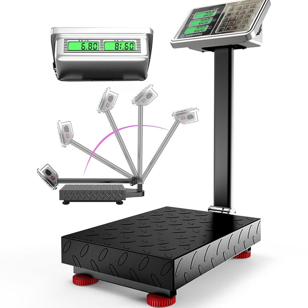 660lb Industrial Floor Platform Scale with 90-135 Rotate Double Sided Display Weight Computing Digital Scale Platform Scale LB/KG for Luggage Shipping Package Computing