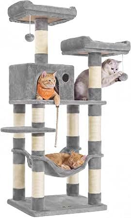 Cat Tree,Large Cat Tower, Multi-Level Condo, Smoky Gray