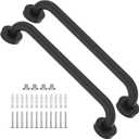 2 Pack Grab Bars 16 Inch, iMomwee Black Bathroom Handle for Elderly, Stainless Steel Safety Bars for Showers and Walls, Handicap Shower Rail Grab Bar, Balanced Support Bars for Senior Disabled