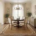 GarveeHome 4x6 Brown Scalloped Washable Area Rug for Nursery Room, Solid Floral Soft Nursery Rug Non Slip Low Pile Small Carpet Stain Resistant Throw Rug for Dorm Kids Room Office Dining Room