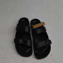 FUNKYMONKEY Women's Comfort Slides Double Buckle Adjustable EVA Flat Sandals Black