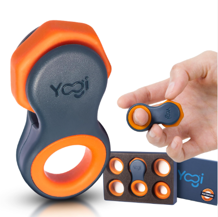 Yogi Fidget Toy – Silent Sensory Spinner for Adults & Kids – Stress Relief Fidgets for ADHD, Anxiety – Fidget Toys for Adults – Includes 5 FingerFit Rings – Work, School & Travel – Supernova