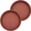 The HC Companies 12 Inch Round Plastic Classic Plant Saucer - Indoor Outdoor Plant Trays for Pots - 12.5"x12.5"x2.13" Clay (Pack of 2)