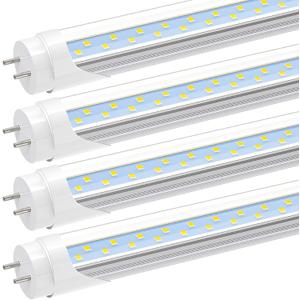 JESLED T8 LED 4FT Type A+B Light Bulbs, 24W(65W Equivalent), 3200LM, 6000K, Plug and Play or Ballast Bypass, 4 Foot LED Fluorescent Light Bulbs, ETL Listed, Single or Double End Powered, 4Pack
