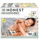The Honest Company Comfort Dry Disposable Diapers Plant-Based Sustainable So Delish and All Letters Super Club Box Size 5 27and lbs 100 Count