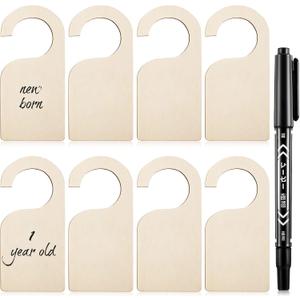 Patelai 50 Pieces Blank Wooden Clothing Rack Divider Closet Blank Organizers Hanger Separators Hanging Closet Divider with Marker Pen for Home Nursery Clothes