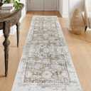 Lahome Vintage Floral Hallway Rug, 2.5X8 Ultra Thin Kitchen Runner Rug,Non Slip Washable Runners,Soft Non Shedding Carpet Runners for Bedroom Entryway Laundry Room(2.5x8ft,Khaki) (Beige)