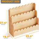 SpaceAid 3-Tier Scalloped Bookshelf, Montessori Bookcase for Toddlers, Wooden Book Shelf Organizer Display Furniture for Kids Rooms, Playroom, Nursery and Classroom, Natural
