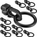 Yaocom 10 Pack L Track Double Stud Tie Down Fitting, L Track Tie Down, L-Track Accessories for Trucks, Rvs, Atvs, Van, Bearing 5000 Lbs Heavy Duty Steel, Black (O Ring)
