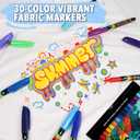 WINSONS 30 Fabric Markers Pens Set, Indelible & Permanent Fabric Paint Pens, Fine Tip Textile Marker Pen for Clothing, Laundry-Safe Art Markers, Non-Toxic, Quick-Dry