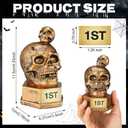 Huquary 3 Pcs Halloween Skeleton Trophies 4.53" Funny Skull Sculpture Trophy for Contest Awards Skeleton Trophy with 1st 2rd 3nd Place on Base, Tabletop Decor Halloween Prizes Party Supplies