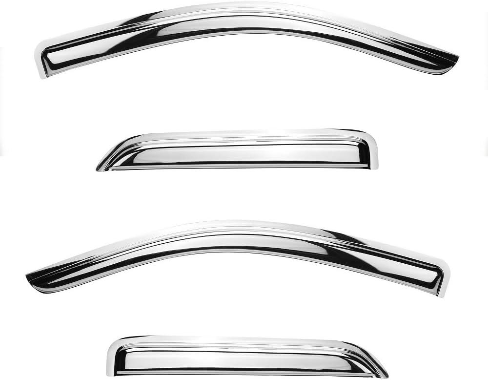 94536Y Chrome Side Window Visor Wind Vent Deflector for 2014-2018 Chevy Silverado/GMC Sierra 1500,2015-2019 Silverado/Sierra 2500/3500 Crew Cab Pickup,4pc Outside Mount Style Sun Rain Guards