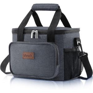 Lifewit Medium Lunch Bag Insulated Lunch Box Soft Cooler Cooling Tote for Adult Men Women, Dark Gray 12-Can (9L)