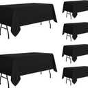 sancua 6 Pack Black Tablecloth 60 x 84 Inch, Rectangle Table Cloth for 4ft Tables - Stain and Wrinkle Resistant Washable Polyester Table Cover for Dining Wedding Banquet Party Buffet Restaurant