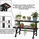 Metal Plant Stand with Wheels, 35.43" Wide 2-Tier Flower Pot Rack