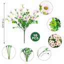 Lcuasc 10pcs Outdoors Artificial Mum Flowers UV Resistant Daisy Fake Silk Chrysanthemum Greenery Faux Eucalyptus Plants for Spring Summer Garden Patio Window Box Planter Home Decor(Pink)