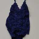 SOLY HUX Women's Floral Lace Scalloped Trim Criss Cross Back Lingerie Teddy Bodysuit L