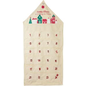 DN DECONATION Hanging Advent Calendar 24 Pockets Fabric Christmas Countdown Decor for Wall Home Door Fireplace Xmas Gift (Red)