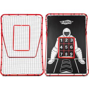 PLAYAPUT 2 in 1 Baseball Rebouder Net and Pitching Net, Adjustable Pitch Back Baseball Rebounder with Strike Zone,Base Ball Bounce Back Net for Pitching,Catching,Fielding,Throwing, 6x4 feet