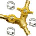 1/4" Hose Barb valve, Brass 3 Way Shut Off Valve Y Shaped 2 Switch Ball Valve (0.25 Inch)