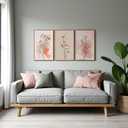okudolit Boho Vintage Flower Wall Art Set of 3 Minimalist Floral Botanical Prints Rustic Wildflower Wall Decor Beige and Pink Neutral Plant Painting for Living Room Bedroom Office-16x24in