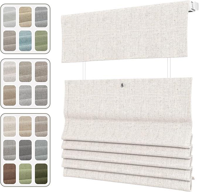 No Drill Top Down Bottom Up Cordless Roman Shade, Blackout or Light Filtering No Tool TDBU Roman Blind for Window, Insulated, Privacy, Custom Size for Home, Office, No Drill TDBU Type