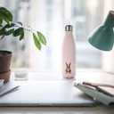 | Water Bottle with Cute Bunny Design | Stainless Steel | Double Wall Insulated | Pink | 17oz