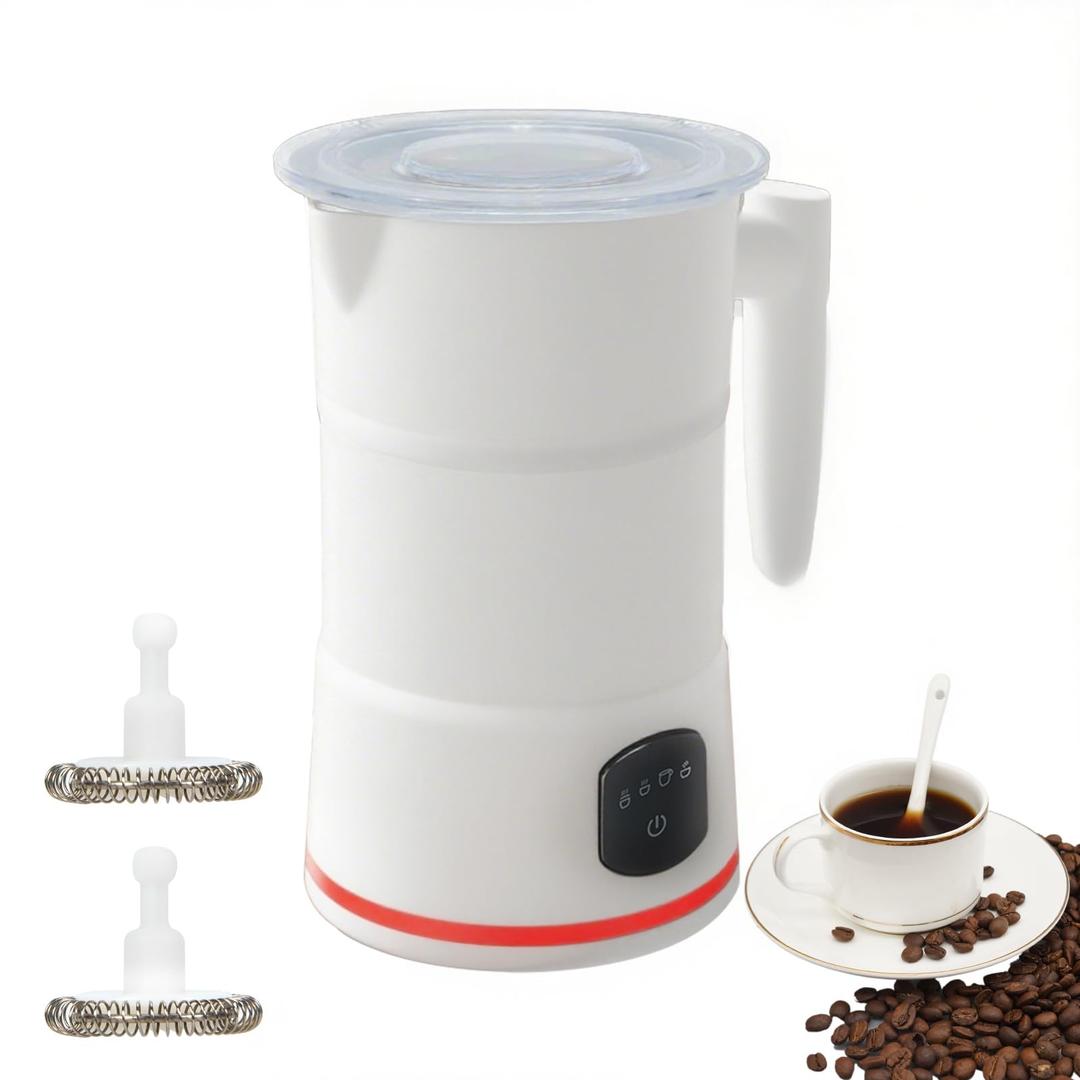 4 in 1 Electric Milk Frother, Steamer with Warming function, Automatic Hot and Cold Milk Frother, Coffee Frother, Latte, Hot Chocolate, Macchiato, Cappuccino (White)