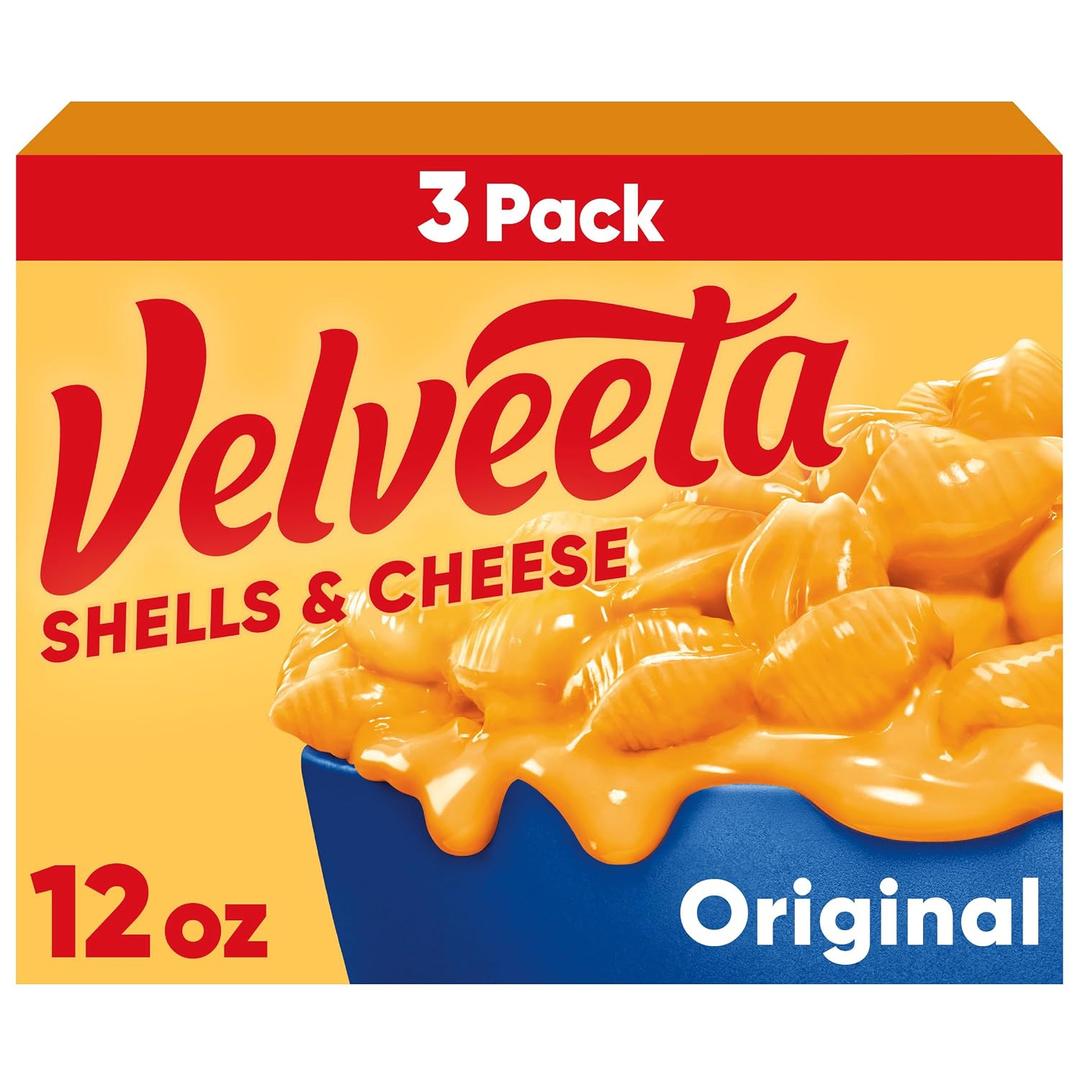 Velveeta Shells and Cheese Mac and Cheese Dinner, 3 Boxes, Original, 12 oz (EXP 03/07/27)