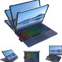 TouchPad Keyboard Case for iPad 10th Generation&iPad 11th(A16,2025),iPad Air 11M3,M2/iPad Pro 11 inch Keyboard360Swivel,7 Use Modes,Rainbow Backlight (Dark Blue)