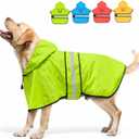 Candofly Dog Raincoat Hooded Poncho - Adjustable Waterproof Dog Rain Jacket Lightweight Reflective Dog Rain Coat Pet Slicker for Small Medium Large Dogs (X-Large, Green)