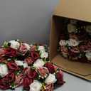 Nuptio Artificial Flower Centrepieces for Tables - 6 Pcs Burgundy & Dusty Rose & Creamy White Fake Flowers Roses Balls 9.5in Diam - Silk Faux Rose Arrangement for Wedding Party Centerpiece Table Decor