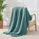 100% Cotton Muslin Blanket 50" x 60", Breathable and Lightweight Cotton Throw Blankets for Couch, Soft Cooling Summer Gauze Blanket for Adults All Season, Teal Blue