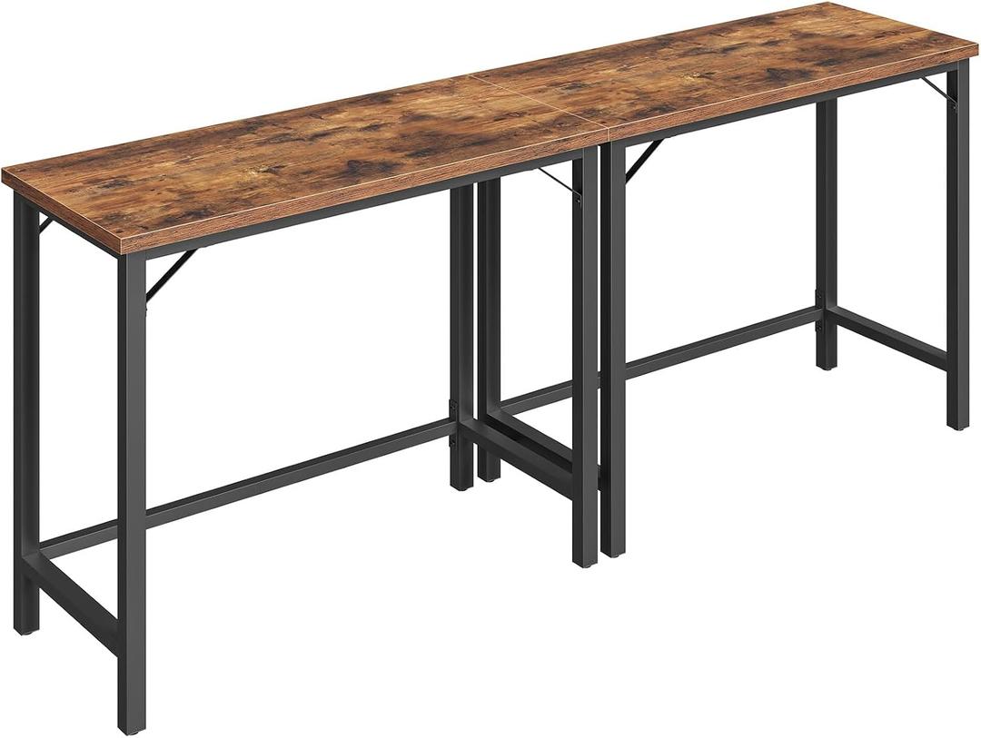MAHANCRIS Narrow Bar Table, 63-Inch Pub Table for Dining Room, Counter Bar Tables with Sturdy Metal Frame, Connectable Bar Table, Multifunctional Console Table, Rustic Brown BTHR1601, 63"L x 13.8"W x 35"H
