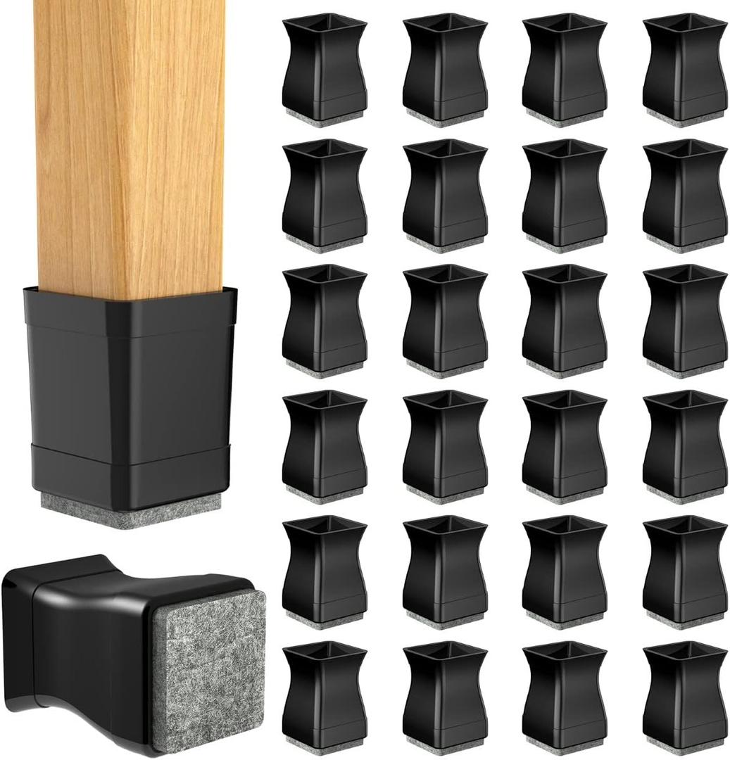 16 Pcs Square Chair Leg Floor Protectors, Chair Foot Protectors for Wood Floors, Chair Leg Protectors for Hardwood Floors, Anti-Scratch & No Noise.Black (X-Small)