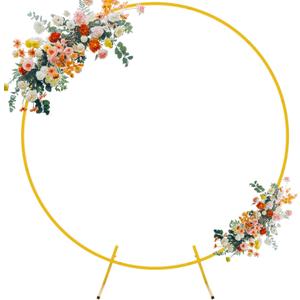 Fomcet 5FT Wedding Arch Gold Metal Round Backdrop Stand Circle Balloon Arch Frame Wedding Arches for Ceremony Birthday Party Baby Shower Anniversary Graduation Decoration