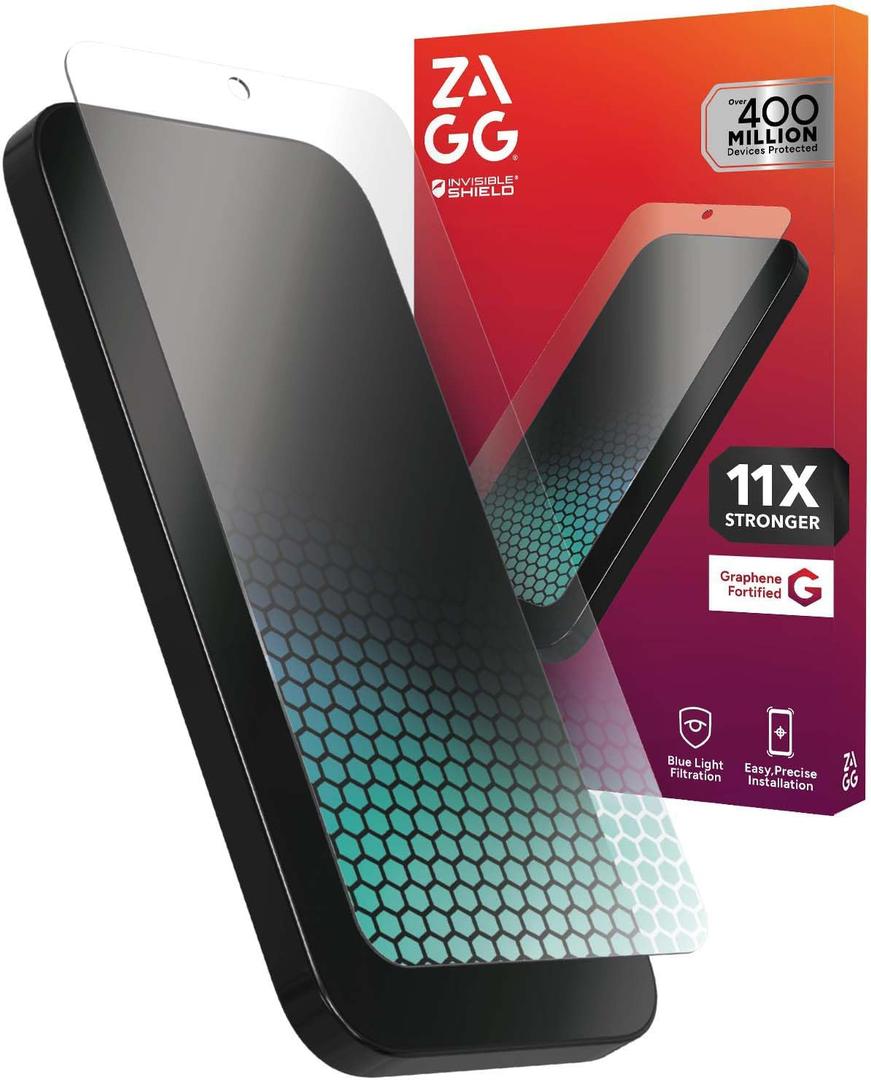 ZAGG Glass XTR4 Samsung Galaxy S25/ S24 Screen Protector - Tempered Glass, 11X Stronger with Graphene, Blue Light Filtering, Anti-Reflective Technology, InvisibleShield, Easy Dust-Free Installation