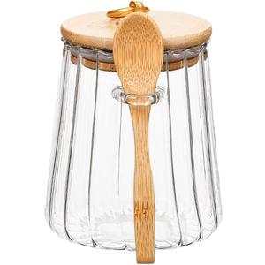 CNWSGEM Sugar Bowls Sugar Container 25.36 FL OZ Glass Coffee Canister Airtight Food Storage Jar with Lid and Spoon Candy Jar Coffee Bar Accessories Storage Beans Powder (Conical)