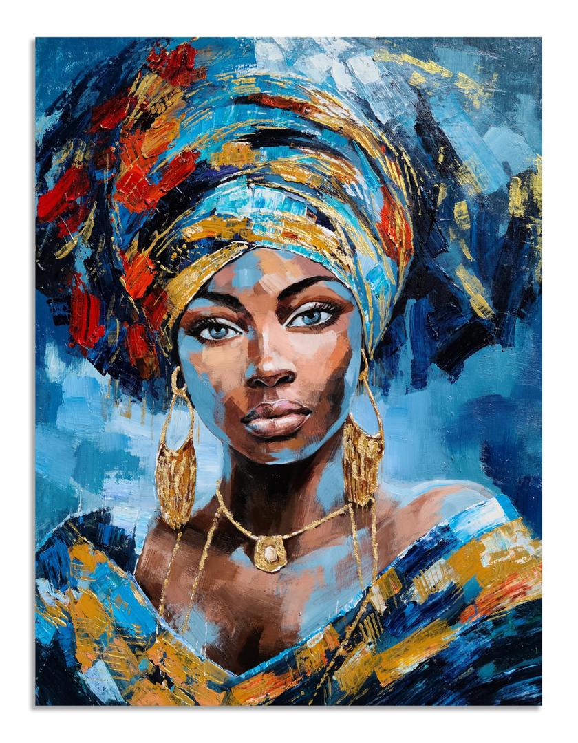 YHSKY ARTS Black Woman Wall Art - African American Painting, Vintage Pictures, Modern Abstract Girl Artwork for Home Decor
 (36"L x 24"W)
