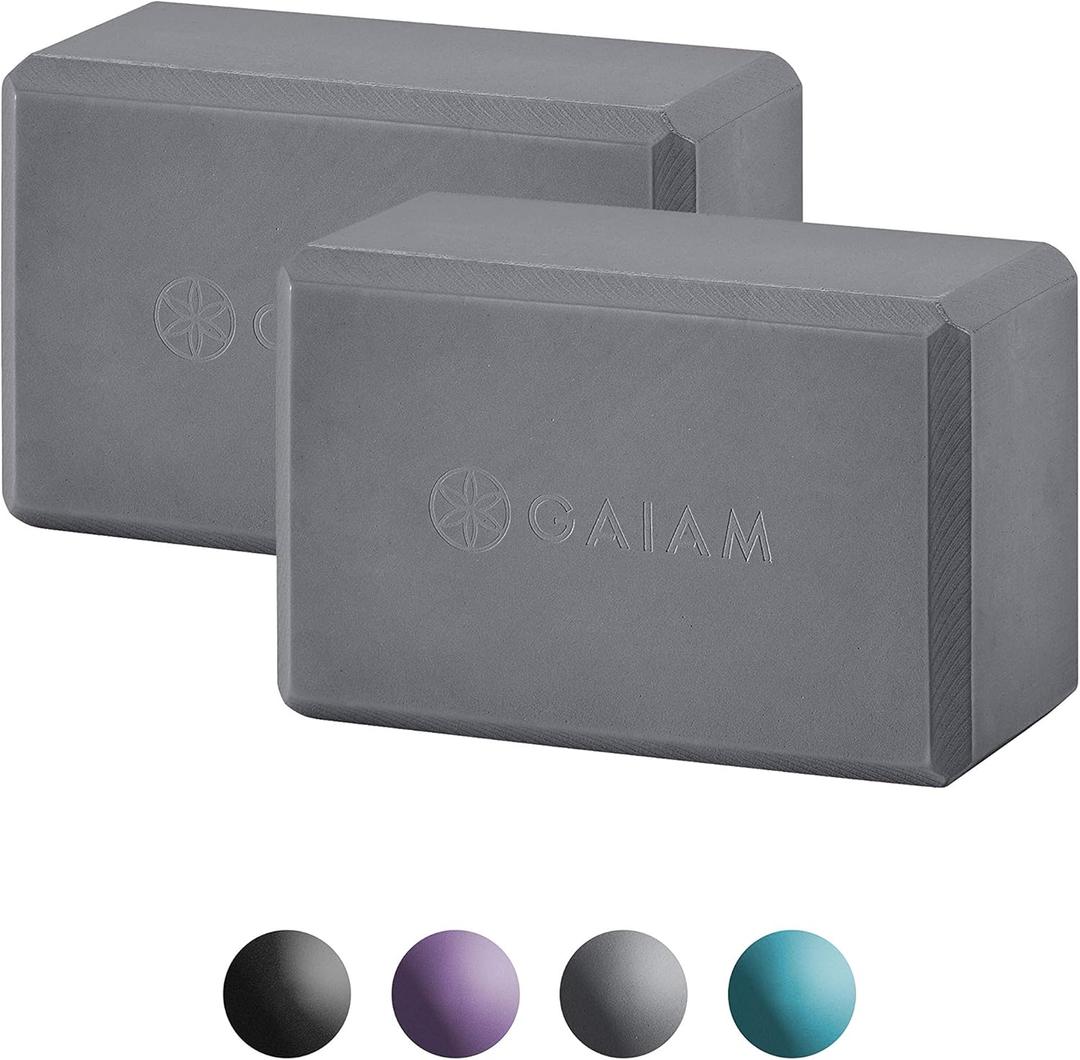 Gaiam Yoga Block - Supportive Latex-Free Eva Foam - Soft Non-Slip Surface with Beveled Edges for Yoga, Pilates, Meditation - Yoga Accessories for Stability, Balance, Deepen Stretches (Grey)