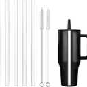 Replacement Straws for Hydrojug traveler 40 oz, Reusable Plastic Straws Compatible with Hydrojug Cup, Clear Transparent Straight Drinking Straws, Set of 5 Reusable Straws with 2 Cleaning Brushes