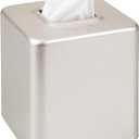 mDesign Steel Square Tissue Box Cover, Modern Facial Tissue Holder for Bathroom Vanity Countertops, Bedroom Dressers, Night Stands, Desks, Office and Tables - Unity Collection - Satin (Pack of 1)