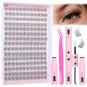 Natural Lash Extension Kit Wispy Eyelash Clusters 9-11mm Lash Cluster Kit with Lash Bond and Seal and Lash Applicator 180pcs Cluster Eyelash Extensions Kit for Beginners DIY at Home by Yawamcia