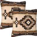 Western Aztec Pillow Covers 20x20 Set of 2, Southwest Native American Brown Throw Pillow Covers Outdoor Decorative Pillow Case for Couch Bed Sofa Cushion Home Decor